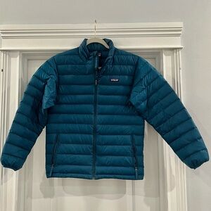 Patagonia Turquoise Down Sweater Puffer Jacket Full Zip Youth XL